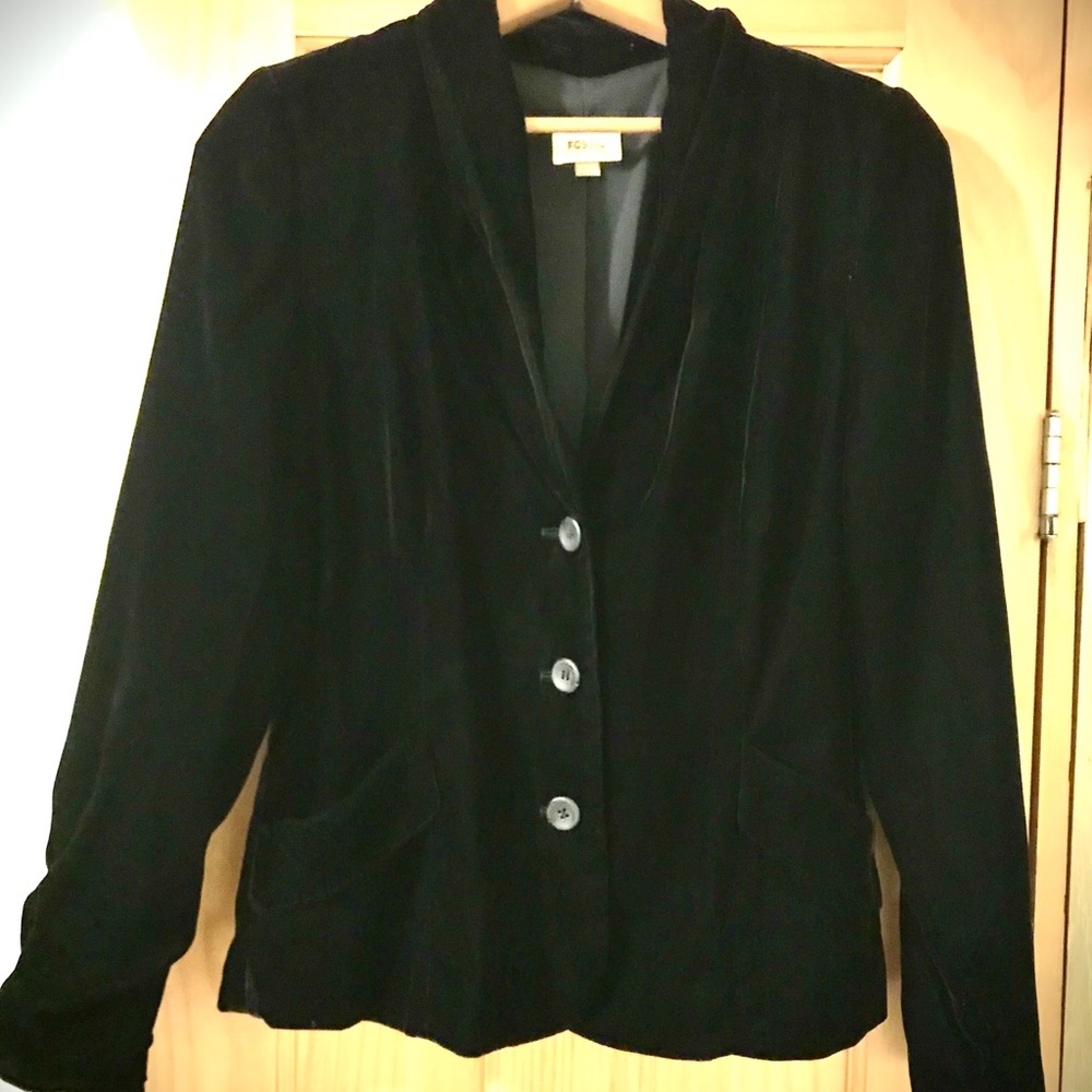 FOSSIL Black velvet blazer